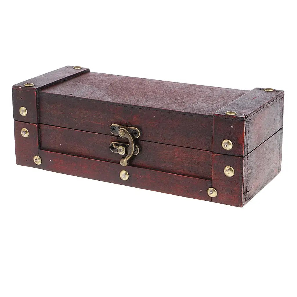 boîte bijoux bois marron vintage clous dorés rangement colliers boucles d'oreilles bague pendentifs organizer.storage