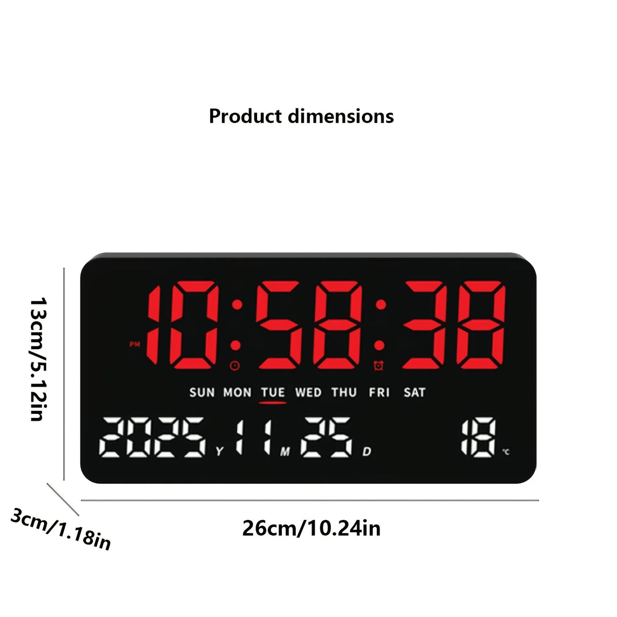 horloge électronique led moderne affichage heure date température noir rougeécran numérique minimaliste contemporain
