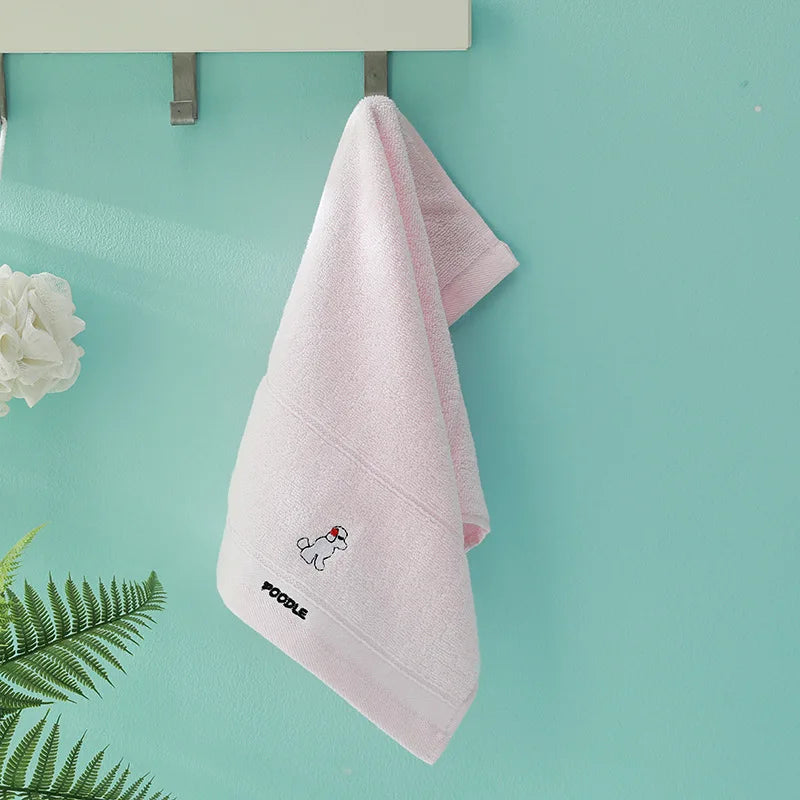 serviettes coton chien mignon violet jaune rose blanc bleu douces absorbantes moderne toilette