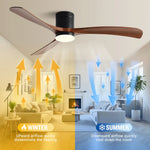 ventilateur moderne 38 46 56 pouces noir brun clair led 24w palesABS peinture main