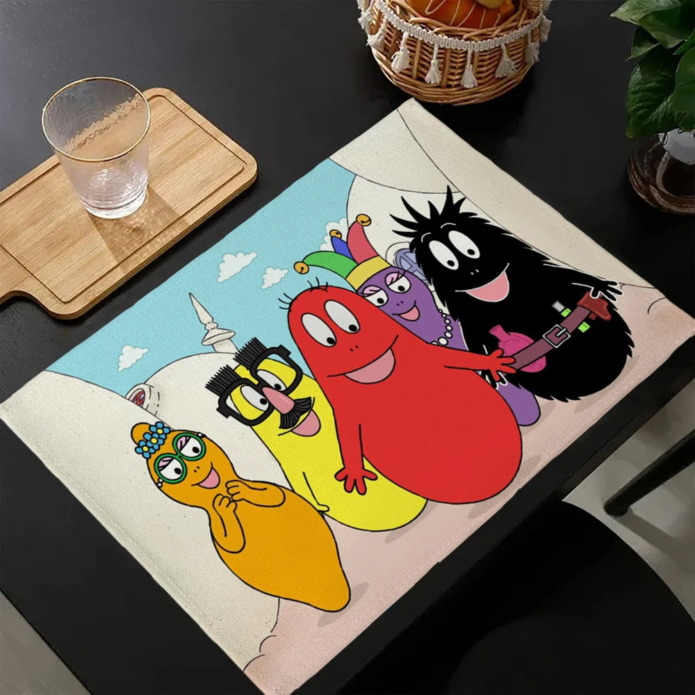 tapis multicolore dessins animés personnages cartoon table maison isolation thermique plats occidentaux