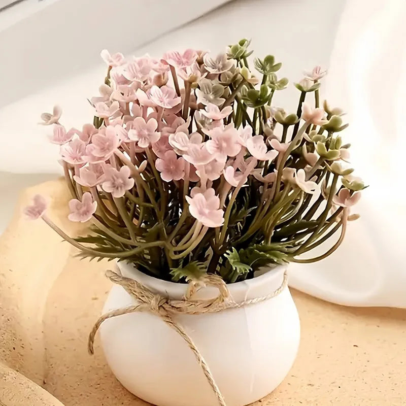 Décoration intérieure pot fleuri rose blanc vert maison chambre festive