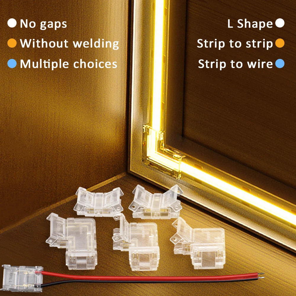 connecteurs led transparents 2pin 3pin clips câbles rgb cct cob 5v 12v 30v ul