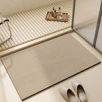 tapis sol beige clair moderne rayures horizontales géométriques entrée maison salle bain