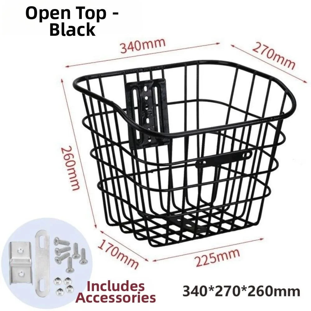 panier vélo noir grille métallique moderne vis fixations sac étanche