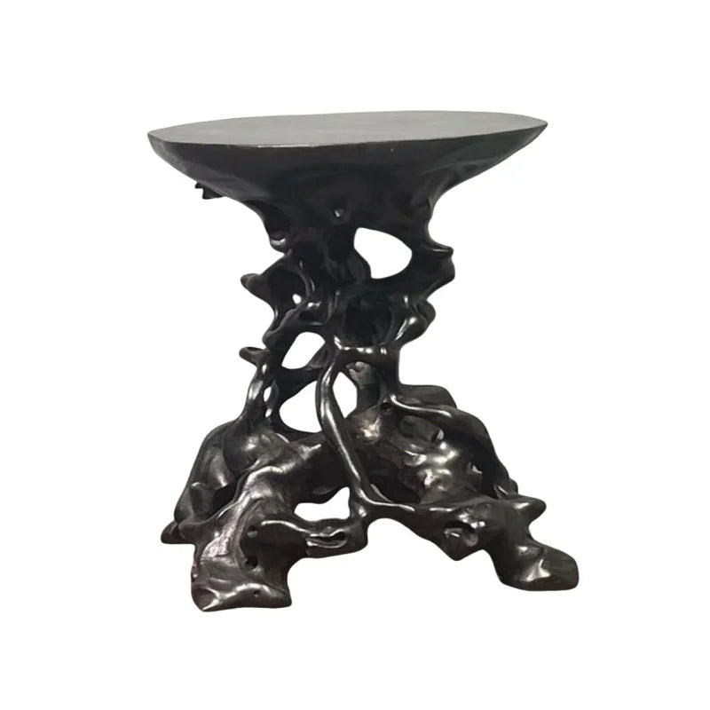 table basse bois sculpté moderne plateau circulaire structure organique naturel aspect rustiqueintérieur décoration noire