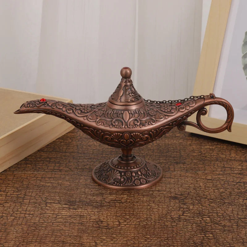 lampe huile artisanale ornement florale motifs géométriques couleurs vives décoration intérieure chaîne poignée