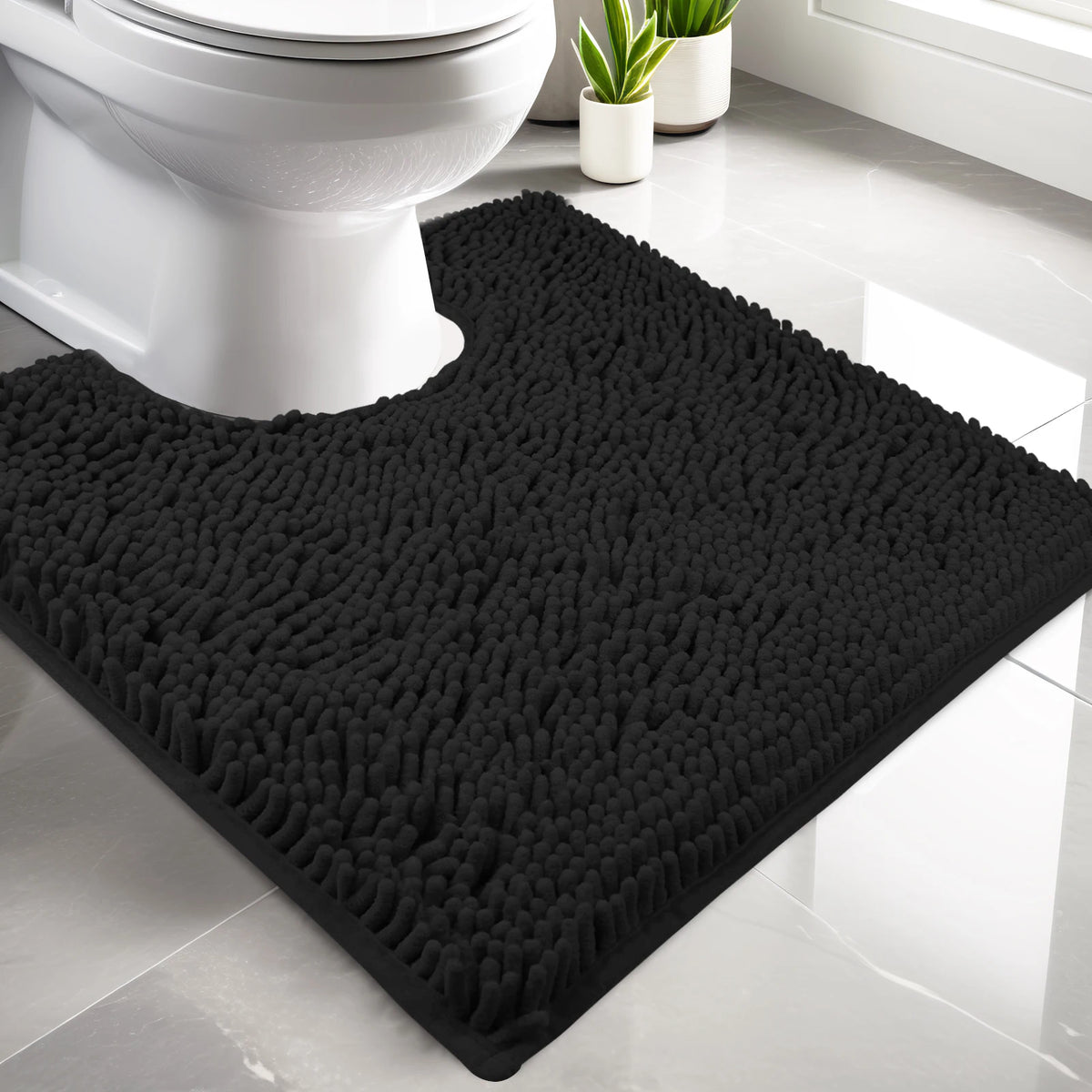 tapis salle bain moderne deux textures gris vert antidérapant bouclé rayures minimaliste