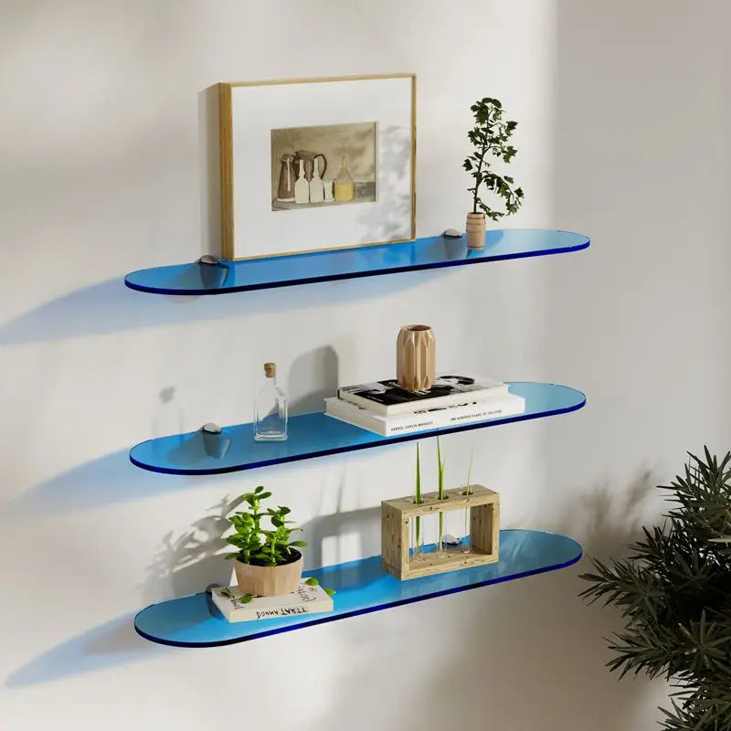 étagère murale acrylique bleu marron moderne rangement salon transparent pliante respectueux environnement única