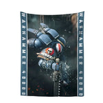 tapisserie murale warhammer 40k personnage armé bleu noir rouge moderne détaillée hand washable digital