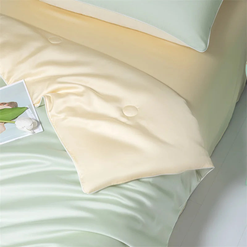 drap plat uni satiné vert clair moderne élégant tissu microfibre soie été polyester frais
