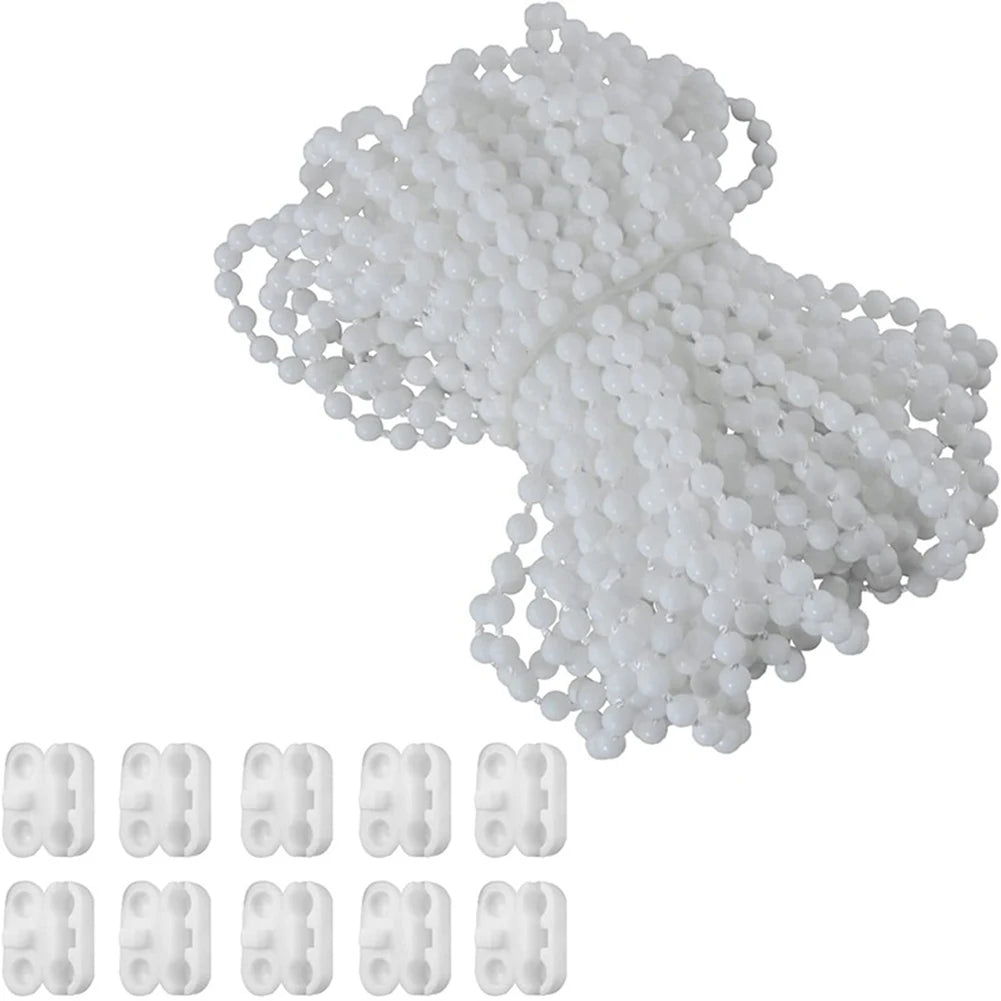 chaîne billes blancs 10m rondes uniformes opaques simple stores roulants cordon traction connecteur
