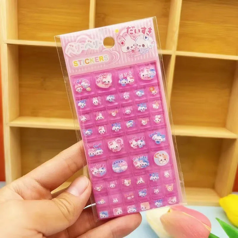 sticker anime rose bleu jaune gris adhésif cartoon mignon décoration téléphone portable jouet cadeau