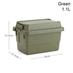 boîtes rangement camping réutilisables plastique noir vert beige poignées couvercles pratiques robustes