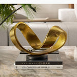 statue abstraite moderne or noir décoration intérieure texturée effet vieilli 27x17x21cm