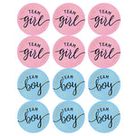 étiquettes autocollantes team girl team boy coeurs dorés motifs abstraits moderne élégants rose bleu