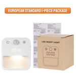 veilleuse horloge nuit led blanc moderne adhésif interrupteur tactile réglage mouvement auto