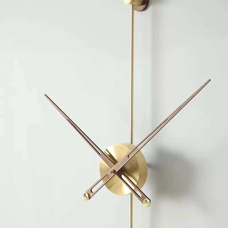 horloge murale moderne or métal aiguilles quartz géométrique minimaliste visage unique ensemble multi pièces