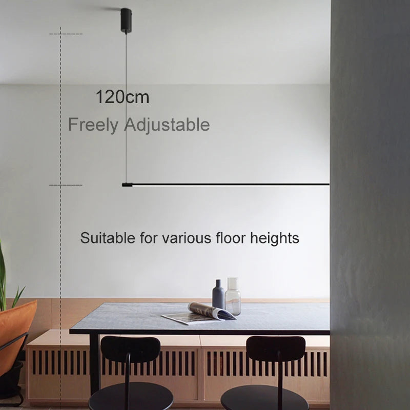 lampe suspendue moderne minimaliste noir blanc lisse mat 120cm adjustable oeilletsflux249 2000v90 260