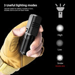 lampe torche noire rechargeable 1600lm ip64 zoom texturée rainures compact moderne