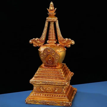 statuette tibétaine or bronze reliefs floraux géométriques petite statue bouddha traditionnel tibétain fixations murales