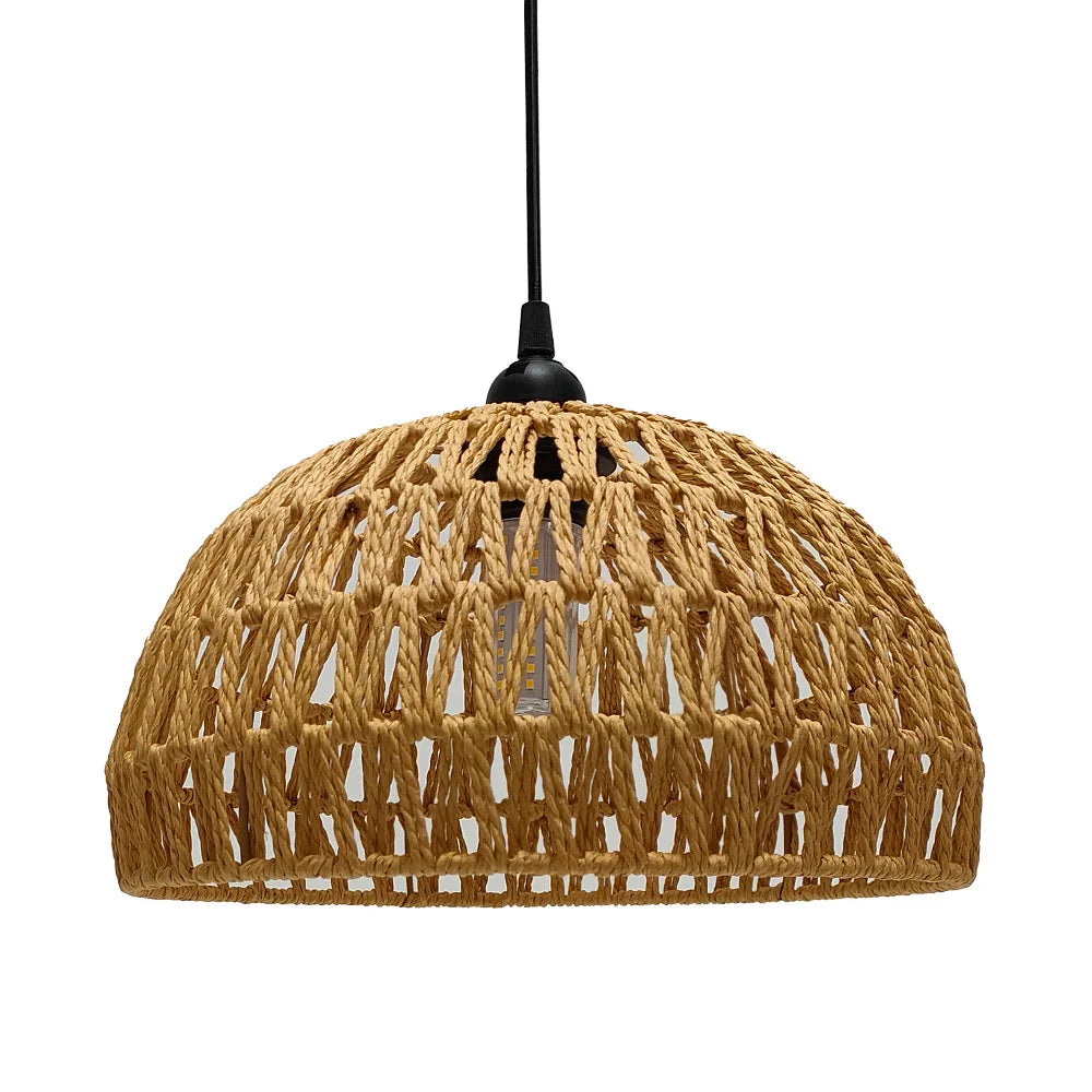 abat jour tressé naturel rustique moderne opacité suspension 30cm 300mm