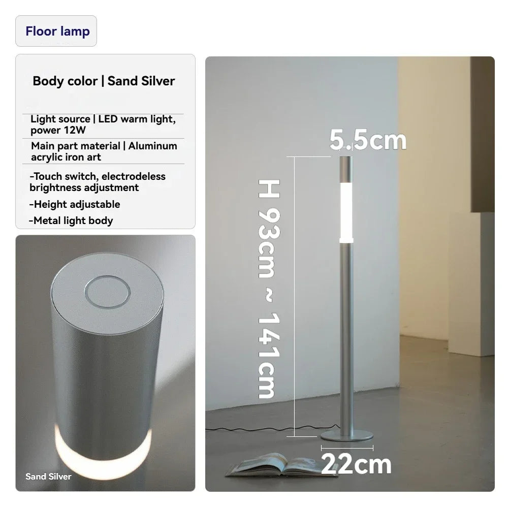 lampe sol moderne minimaliste led tactile noir blanc doré réglable haute qualité aluminium