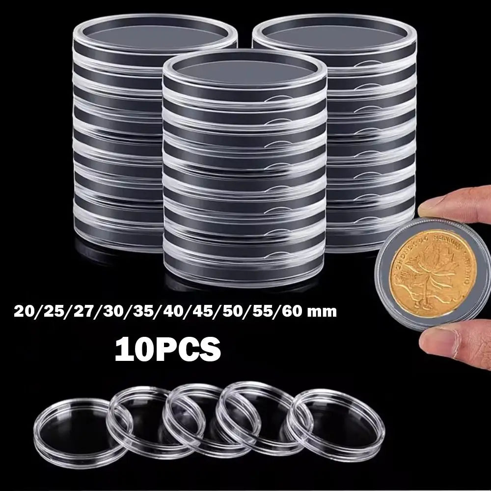 boîtes rangement pièces transparentes rondes modernes 20mm 25mm 27mm 30mm 35mm 40mm 45mm 50mm