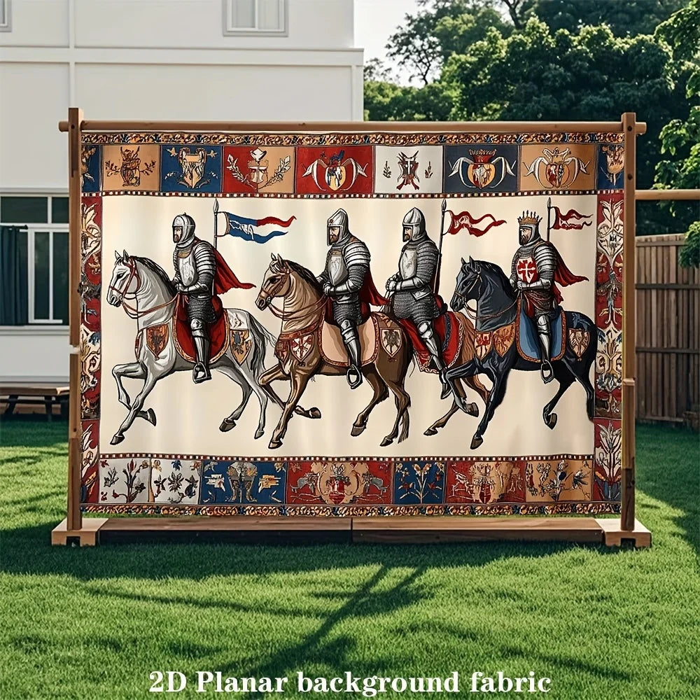 tapisserie médiévale chevaliers armes drapeaux ornements floraux classique intérieur extérieur