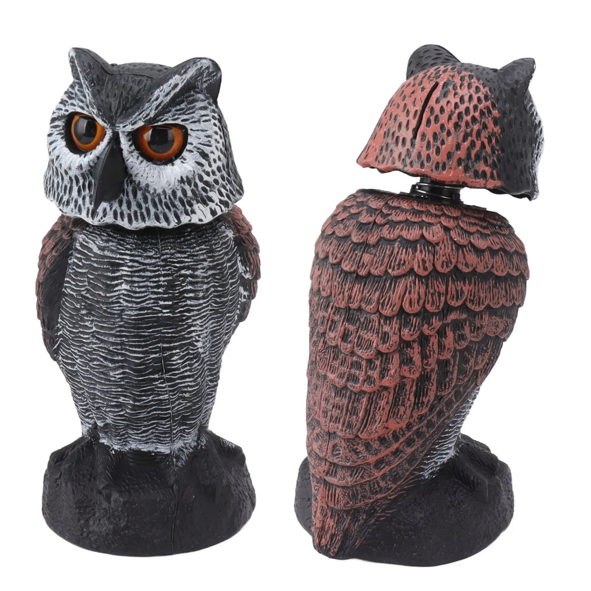 décoration extérieure hibou noir plumes réalistes ornement animalier jardin figuration
