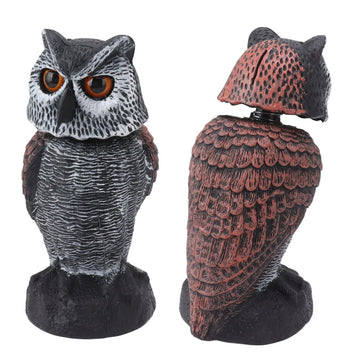 décoration extérieure hibou noir plumes réalistes ornement animalier jardin figuration