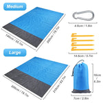 tapis plage imperméable bleu moderne sac rangement clous carabiner camping
