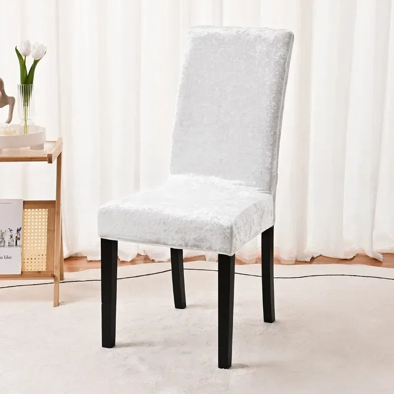 housses chaise velours moderne beige gris blanc élastiques amovibles extérieur fauteuil polyester spandex