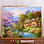 broderie paysage fleurs feuilles multicolore artisanal toile coton fil aiguille guide couleurs échantillons