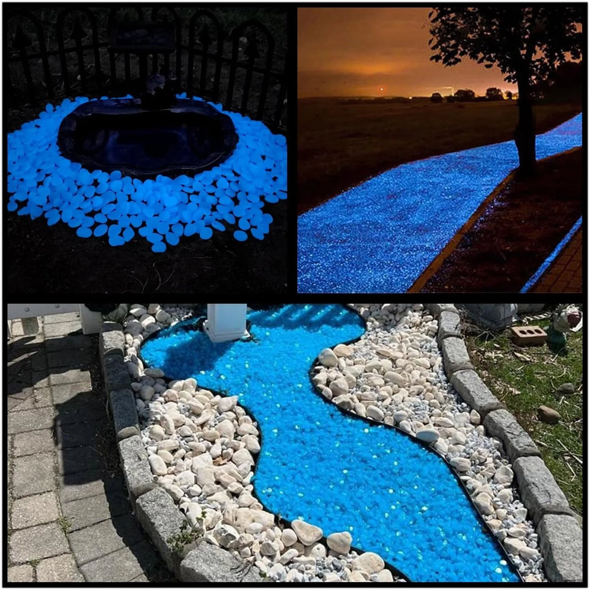 pierres fluorescentes lumineuses extérieures modernes bleu vert orange jaune semi translucides 50pc 100pc 200pc