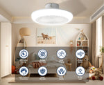 ventilateur led éclairage blanc moderne télécommande gradation couleurs timer contemporain