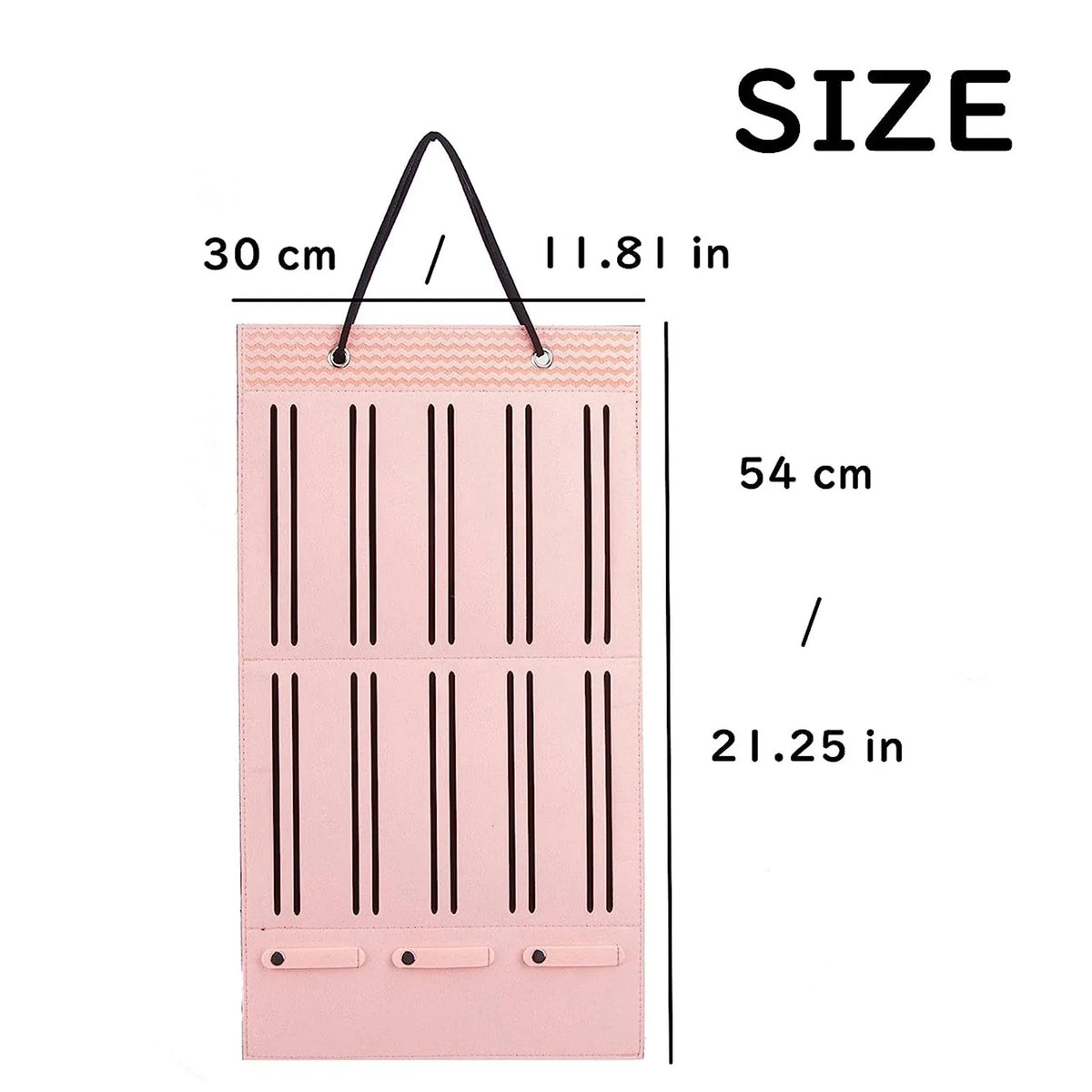 organisateur suspendu bows rangement tête rubans headbands rose noir tissu texturé vertical compartments