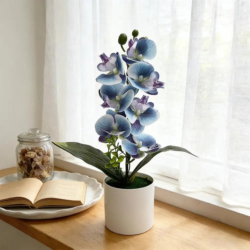 décoration intérieure orchidées artificielles fleurs blanches roses bleues jaunes modernes maison