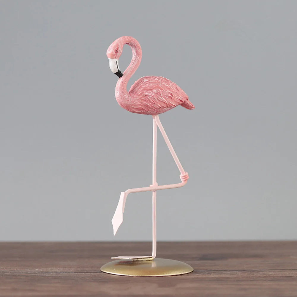 décoration maison oiseau flamant rose résine réaliste détail fin base plateau