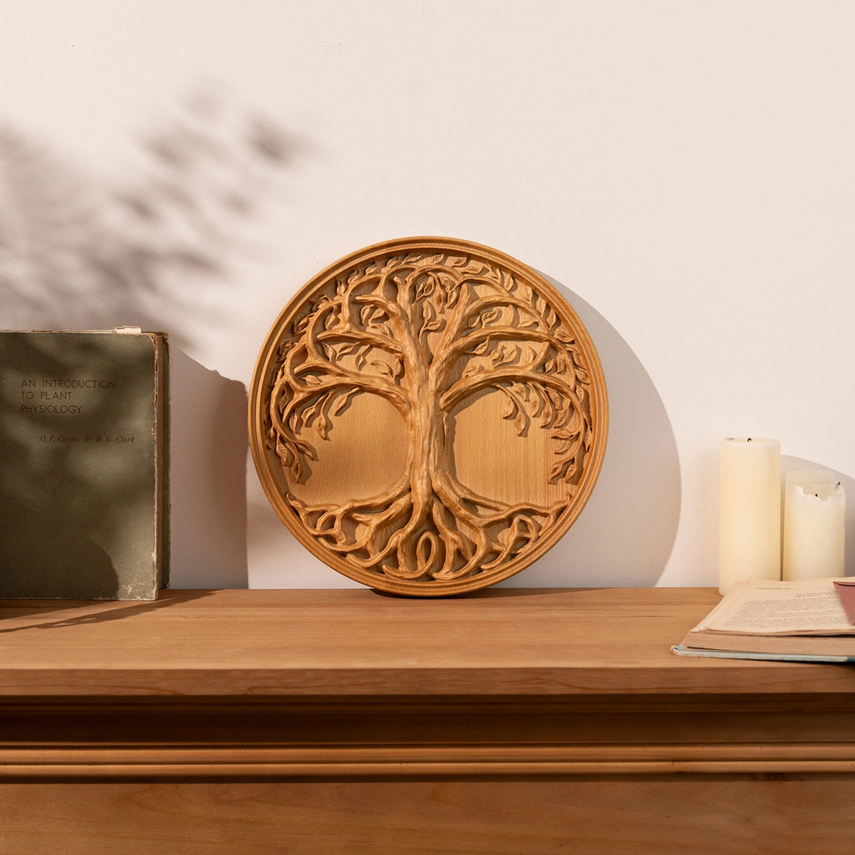 décoration murale arbre sculpté plaque bois naturel artisanal chambre salon opaque support