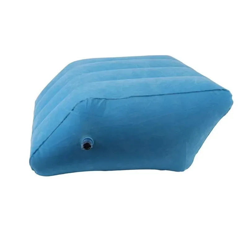 coussin gonflable velours bleu rose confortable massage jambes support ventilation aiguille fixation