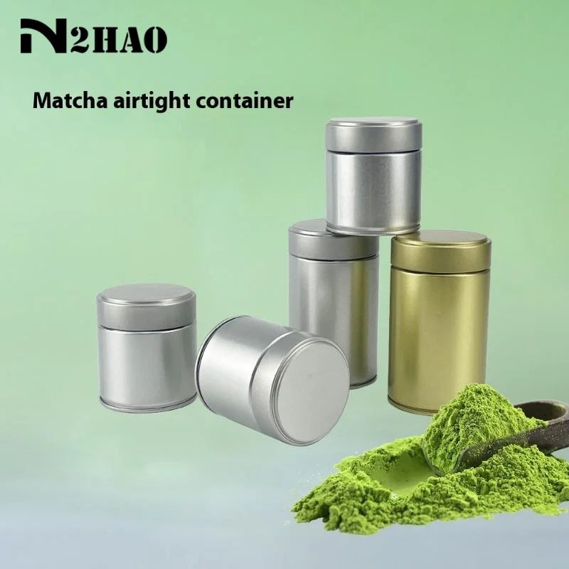 boîte hermétique thé matcha argent or moderne lisse cuisine rangement alliage aluminium certifié fcm