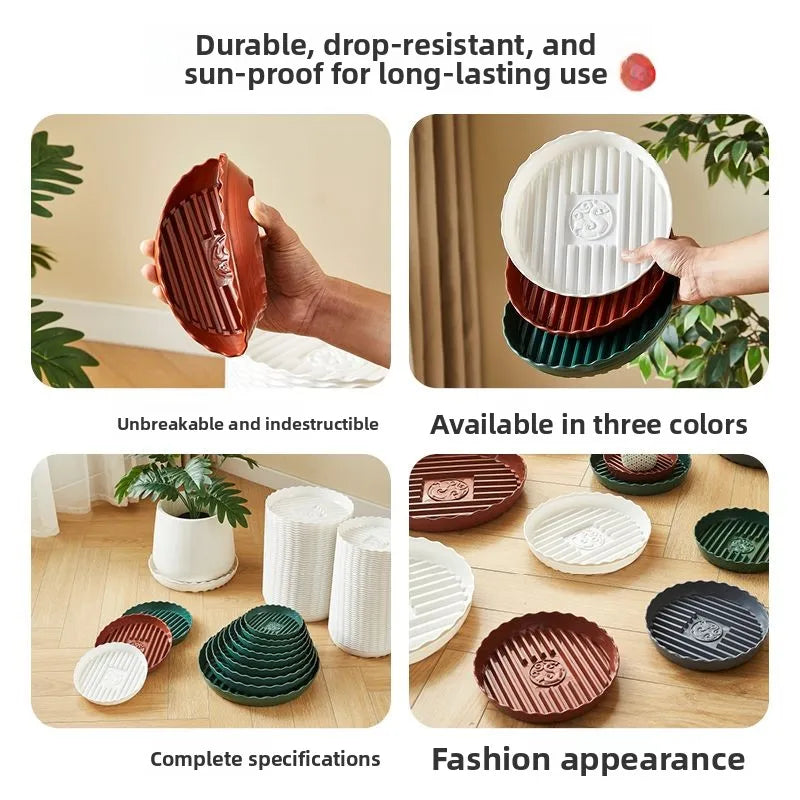 plateau fleur décoratif résine pot plante bordure ondulée moderne