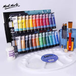 Peinture acrylique kit 24 couleurs palette pinceaux medium auto apprentissage pratique