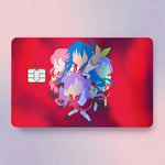 carte crédit personnalisée adhésive personnages animés holographique noir bleu vert arc ciel moderne illustratif