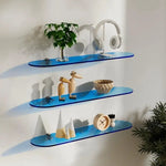 étagère murale acrylique bleu marron moderne rangement salon transparent pliante respectueux environnement única