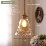 suspension lumineuse vintage transparente relief doré éclairage rétro chambre salon