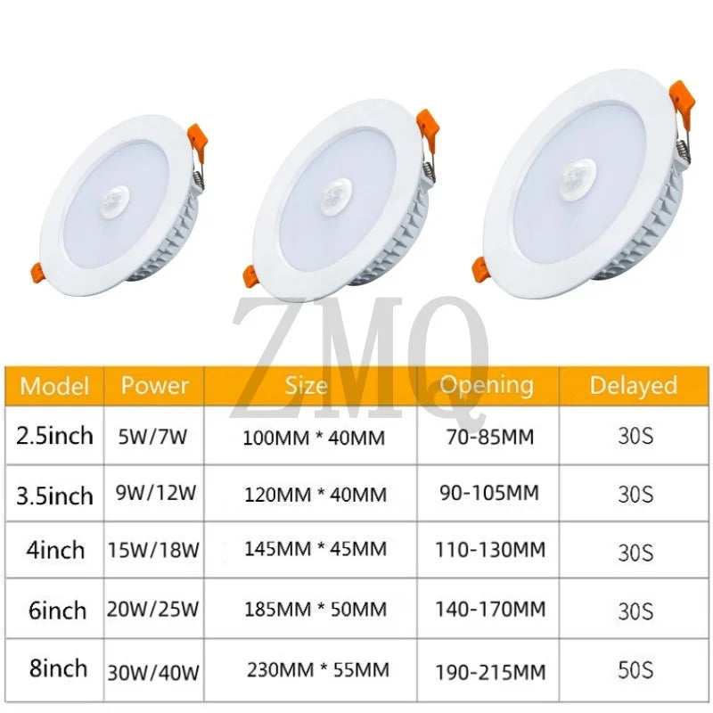 lampe led downlight blanc moderne clips 120° sensor 6m 30 50s 5w 7w 9w