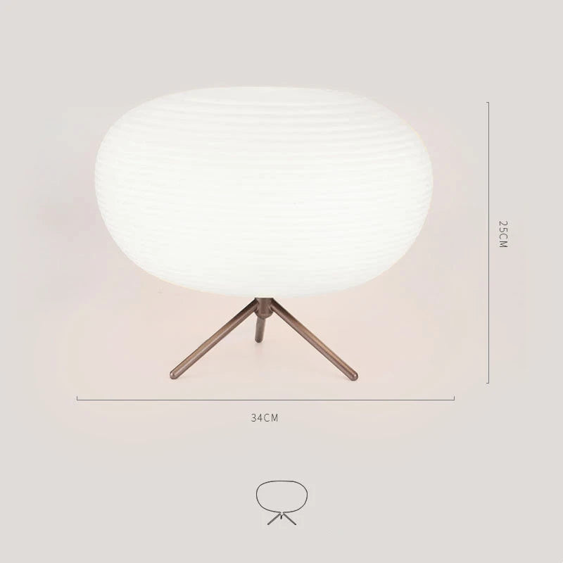 lampe table moderne verre blanc motif rayures horizontales pied bois salon intérieur