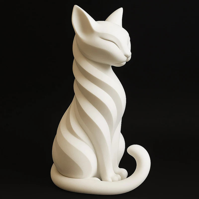 statue chat moderne rayures noires blanches intérieur extérieur décoration étagère stylisée opaquemodelemodernestylise